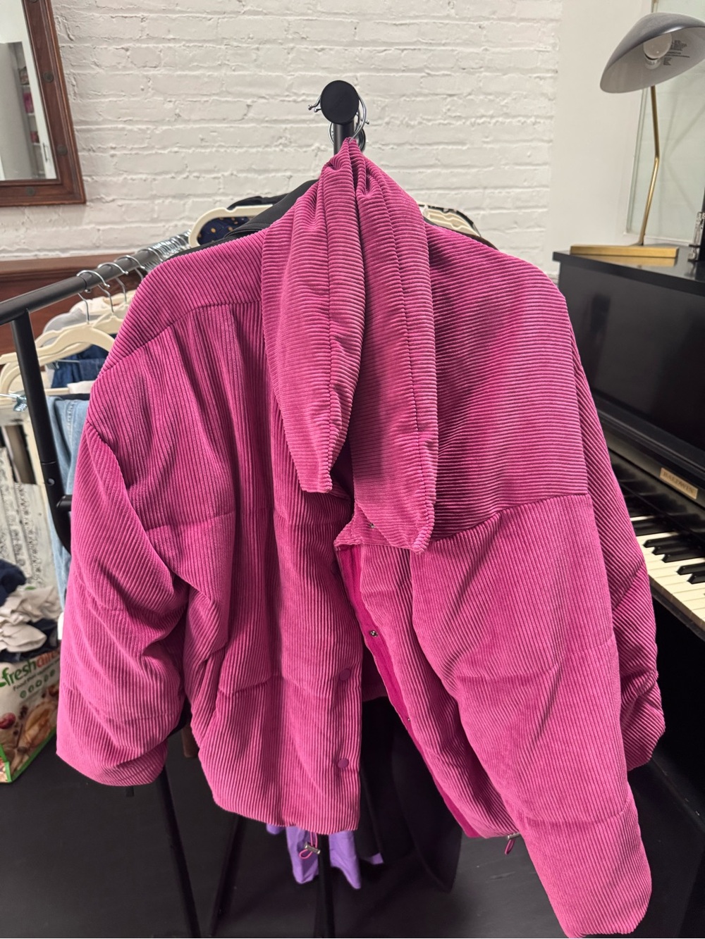 Free People Pink Corduroy Puffer Jacket